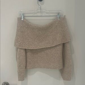 Vince Cozy Tan Off-Shoulder Sweater
